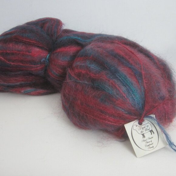 Vtg Dyed In The Wool Hand Painted Mohair Yarn Maroon Teal 18 Oz 1100 Yds Hank - Picture 9 of 9